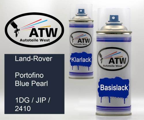 Land-Rover, Portofino Blue Pearl, 1DG / JIP / 2410: 400ml Sprühdose + 400ml Klarlack - Set, von ATW Autoteile West.